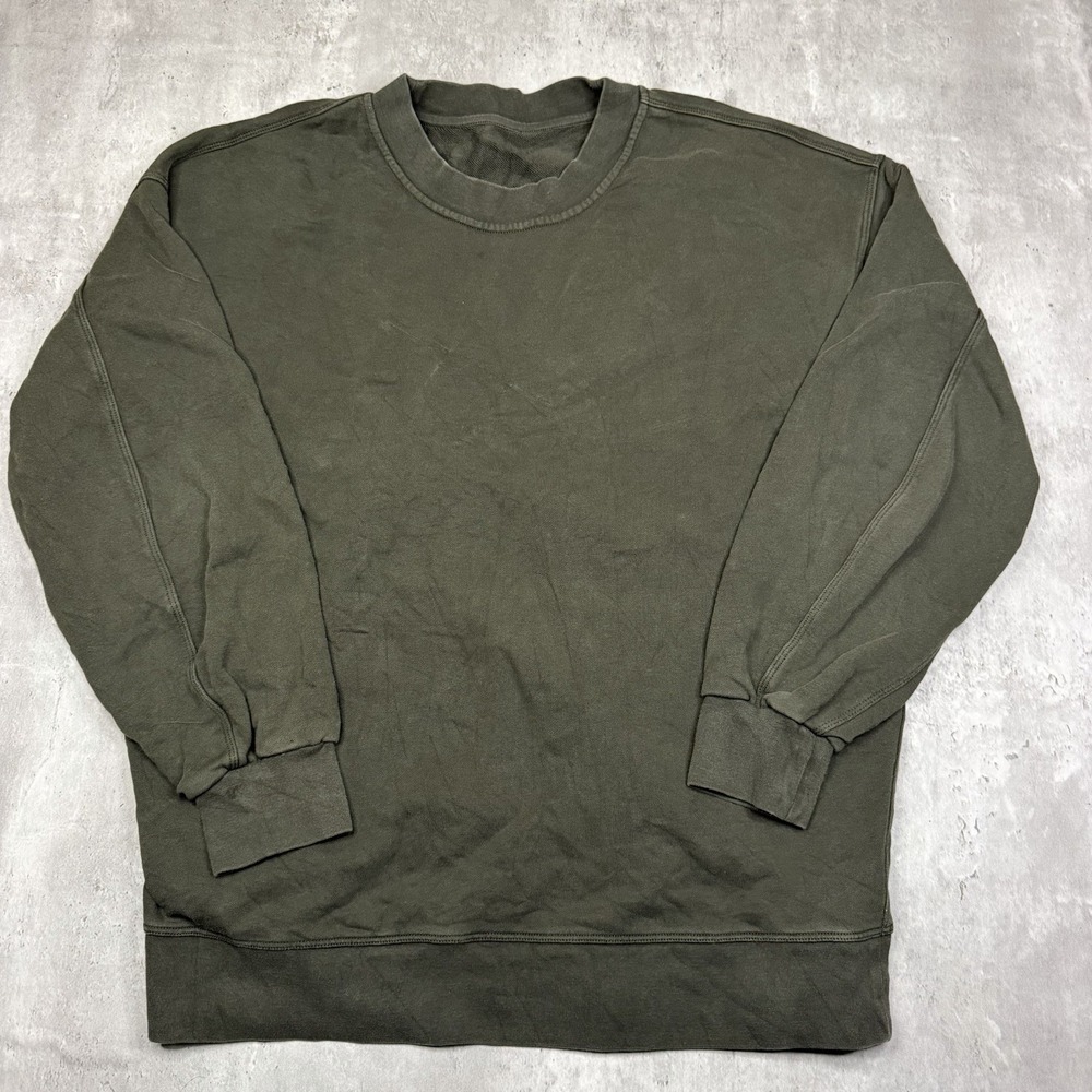 Lululemon Perfectly Oversized Crewneck Sweatshirt Womens 10 Green Cotton Fleece